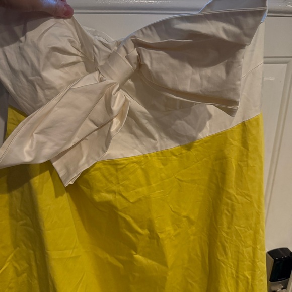 Anthropologie Hutch Color block Strapless Bow Dress NWT Yellow White - Picture 4 of 9
